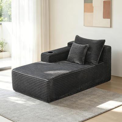 Dovelina 37.5-inch left chaise longue with grey black velvet cup holder flexible matching mainly