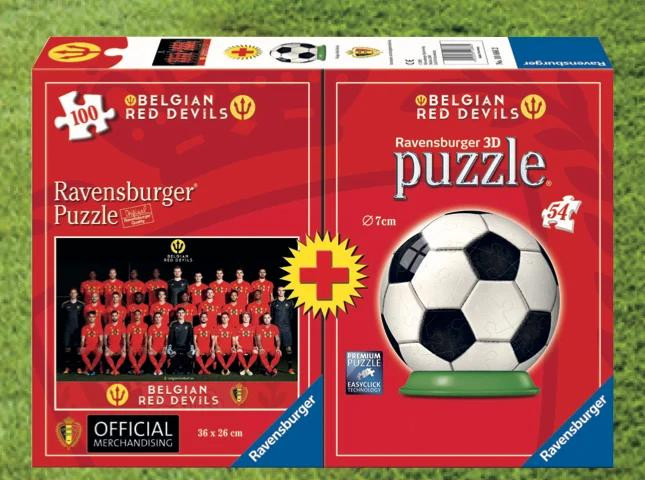 Ravensburger Belgische Rode Duivels 2018 Dubbelpakket: 100-stukjes Puzzel en 3D-puzzel