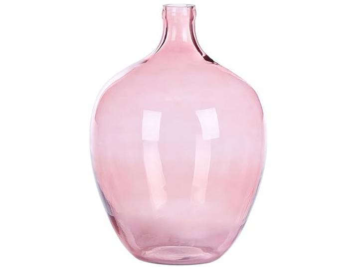 Runde Blumenvase aus gefärbtem Glas handgefertigt rosa 39 cm Roti