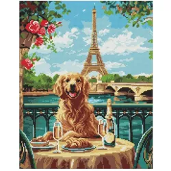 Ideyka Diamantmosaik - Retriever in Paris