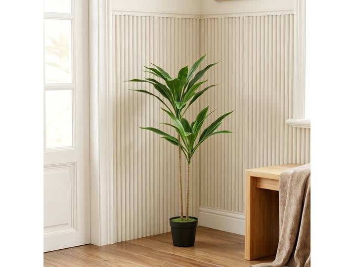 HOMCOM Arbre Artificiel Cordyline 90cm 29 Feuilles Pot Int/Ext