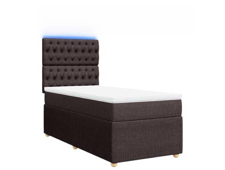 PUGYNBK Boxspringbett, 100 x 200 cm, mit Federkernmatratze Verstellbares Kopfteil, LED-Lichter, weiches Polyester, waschbarer Bezug