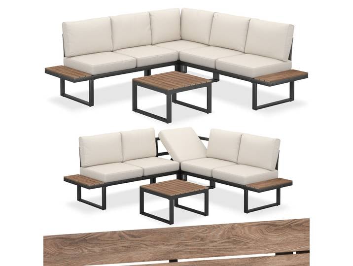 Garten-Lounge-Set Eliar, 4-teilig, mit Aluminiumgestell - schwarz