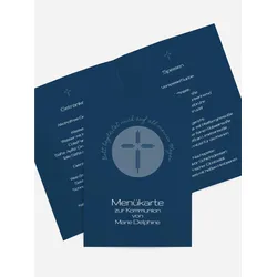 Kommunion Menükarten selbst gestalten mit Spruch und Fotos im Onlinedesigner bei Meine-Kartenmanufaktur.de