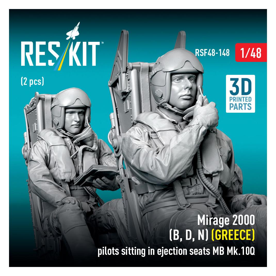 ResKit Mirage 2000 (B, D, N) (GREECE) pilots sitting in ejection seats MB Mk.10Q (2 pcs) (3D Printed) (RSF48-0148)
