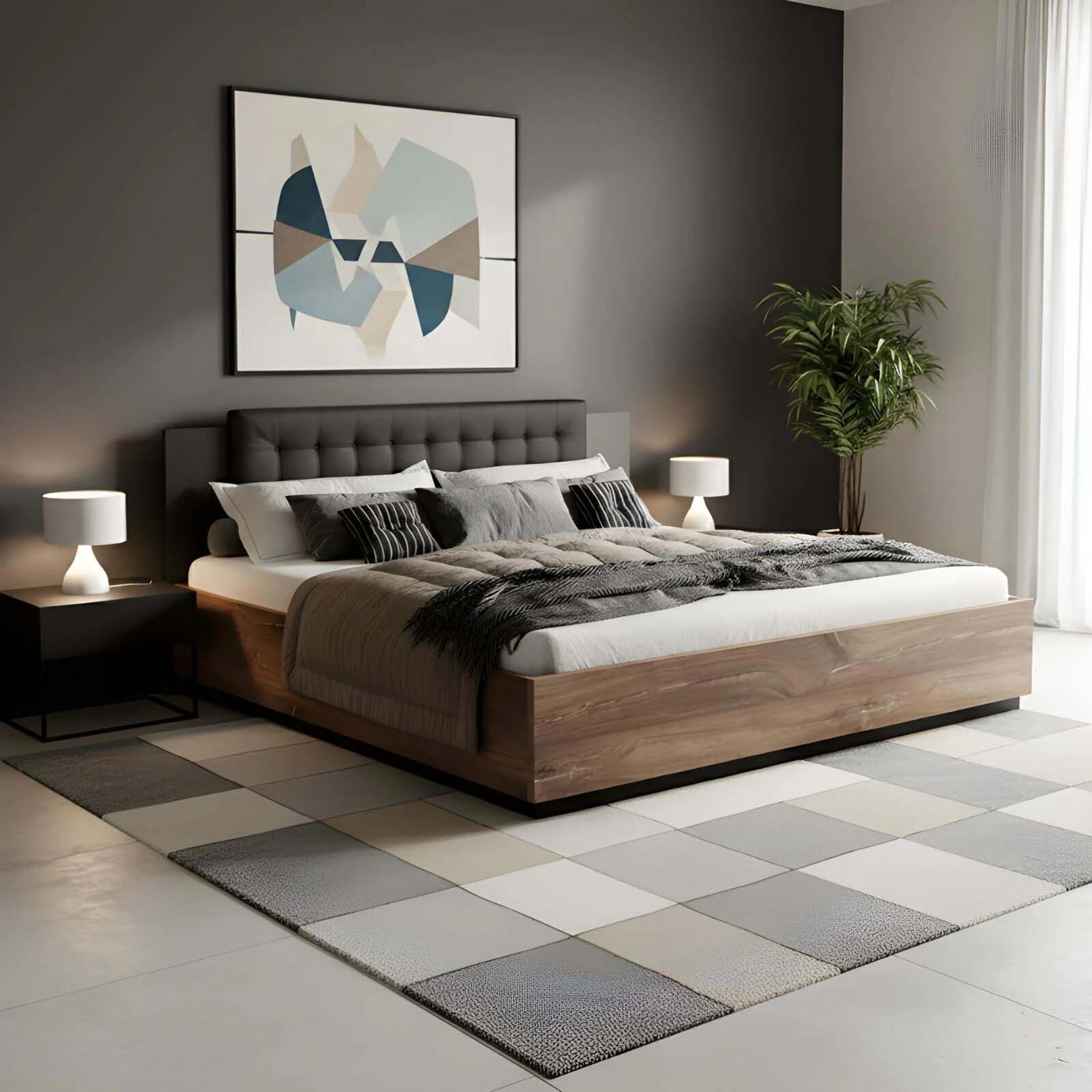 garneroarredamenti Letto 180x200cm matrimoniale oversize noce nero Vulcano