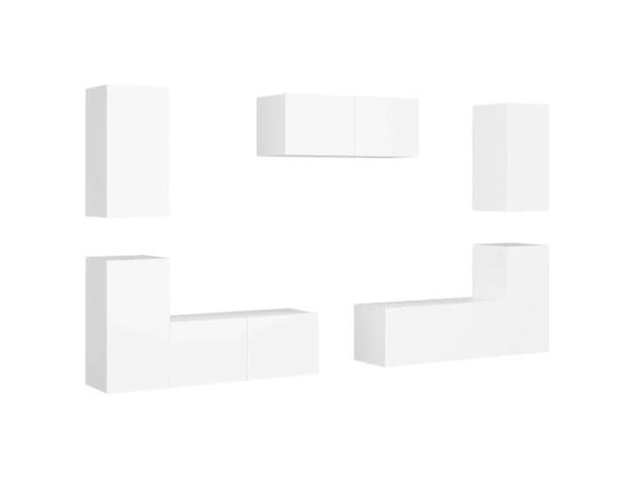 Makastle 7-TLG. TV-Schrank-Set Weiß Holzwerkstoff Wandmontage