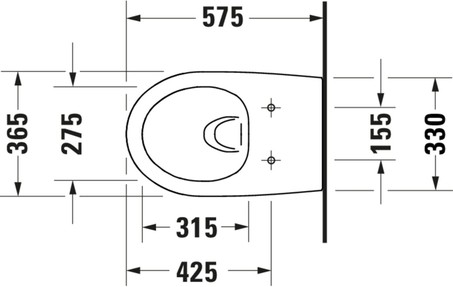 Duravit Wand-WC, Tiefspüler Architec 36,5x57,5cm, 4,5 l, Rimless, weiß (2572090000)