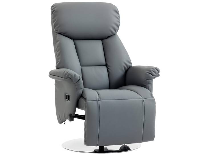 Homcom Fernsehsessel Kunstleder Grau, Kunststoff, 78x109x80 cm, Wohnzimmer, Sessel, Relaxsessel
