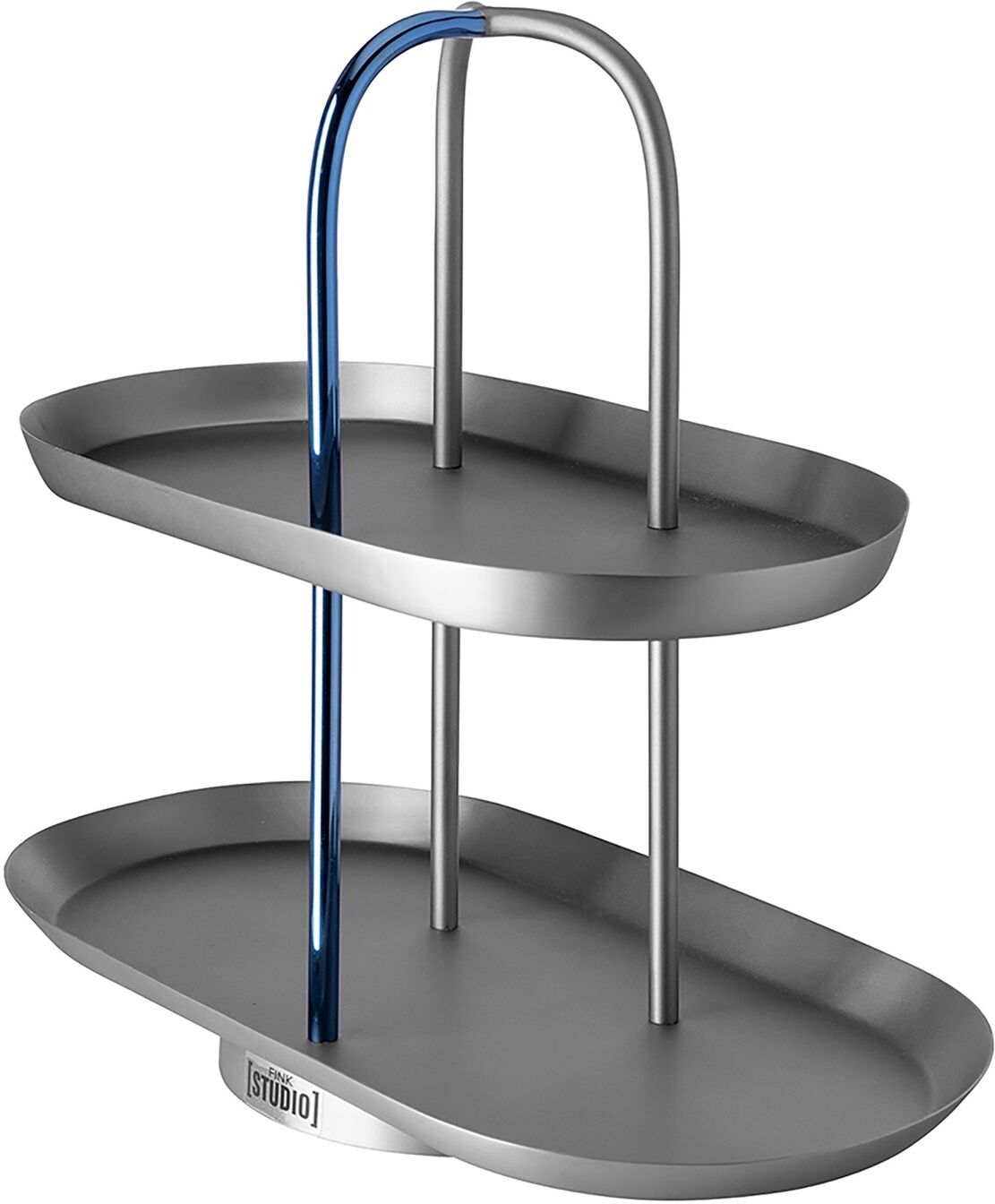 Etagere FINK STUDIO "UPPER EAST", blau, grau, B:31cm H:27cm T:16cm, Edelstahl, Servierplatten, Etagere, in Geschenkverpackung blau, grau B/H/L: 31cm x 27cm