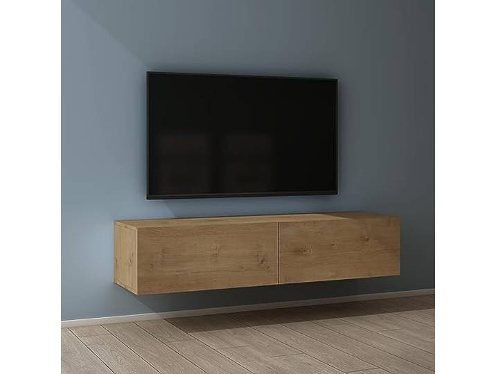 Mai & Mai Fernsehschrank Hängend TV Lowboard hängend mit Gasdruckfedern TV Schrank mit Klappen, viel Stauraum, Wandmontage in Kerneiche, Breite: 140 cm, Fernsehschrank02