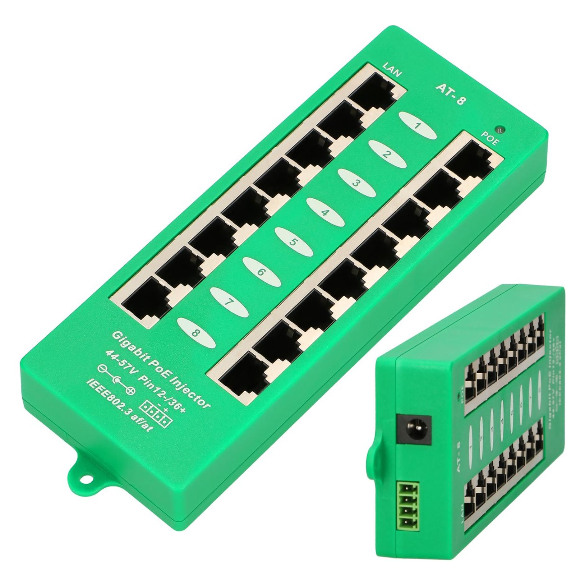 Extralink ACTIVE POE INJECTOR 8 PORT GIGABIT 802.3AT/AF MODE A - - 8-Port Gigabit Ethernet (802.3af (PoE), 802.3at (PoE+)) (EX.12561)