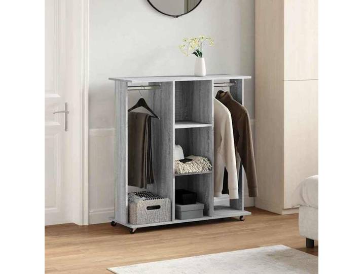 {913968}Armoire de classemen - Garde-robe avec roues - sonoma gris - 102x38x110 cm - bois ingénierie - poids:29.3 kg