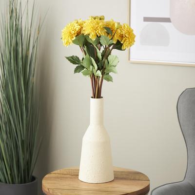 Arcilla Elemental - Yellow Faux Foliage Tall Dahlia Indoor Outdoor Artificial Flower Stem (Set of 8)