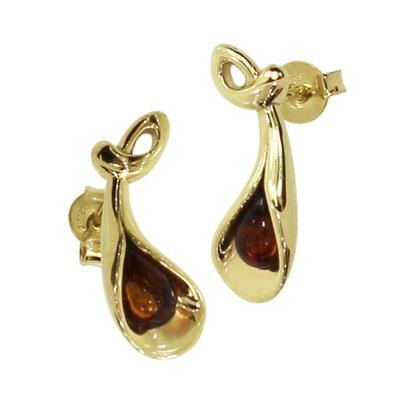 Paar Ohrstecker OSTSEE-SCHMUCK "Ostsee-Schmuck Ohrstecker Jeanne Ohrstecker Jeanne", gelb, Ohrringe, Damen, 18 x 7mm, Gelbgold 375