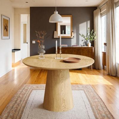 ZWYO HOSIMU "43"" Modern Minimalist Round Dining Table, Circular Wooden MDF Kitchen Table with Unique Stable Base"