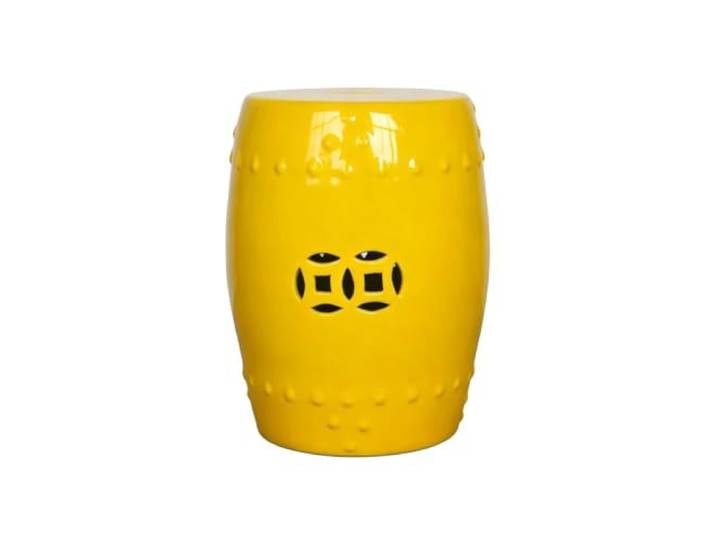 Keramik-Gartenhocker For Drinnen Und Draußen, Terrassendekoration, Einfarbig, Ohne Muster, Wasserdichter, Langlebiger Sitz Oder Beistelltisch For Hof, Wohnzimmer – Dekoratives Akzentstück(Yellow1)