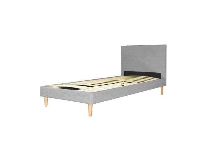 Lit Elisa Tissus 90X190cm Gris clair Lit design et fonctionnel