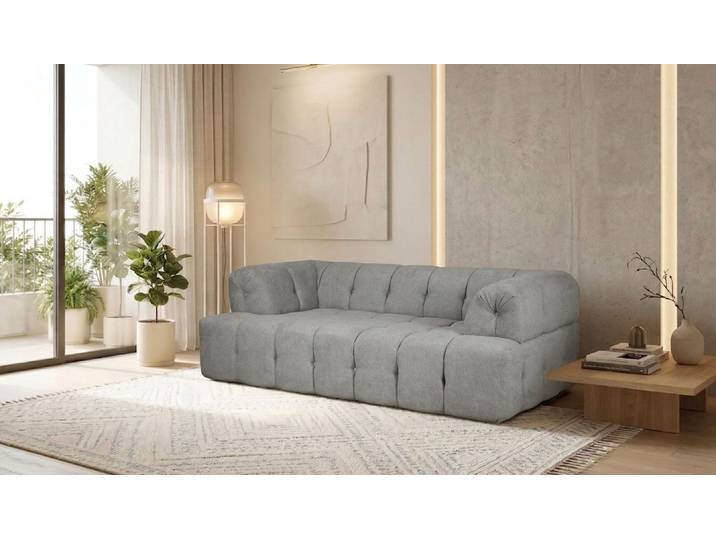 2-Sitzer HOME AFFAIRE APERIRE Design-Sofa, moderne Steppung, Breite 180 cm , grau (silber), B:180cm H:77cm T:100cm, 100% Polyester, Sofas, 2-Sitzer, mit Wellenunterfederung, gemütlich und modern, komfortables Sitzgefühl