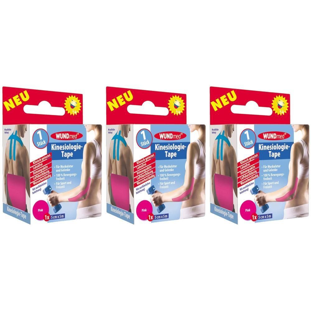Kinesiologie Tape 5 cmx5 m pink x3 3x1 St Verband
