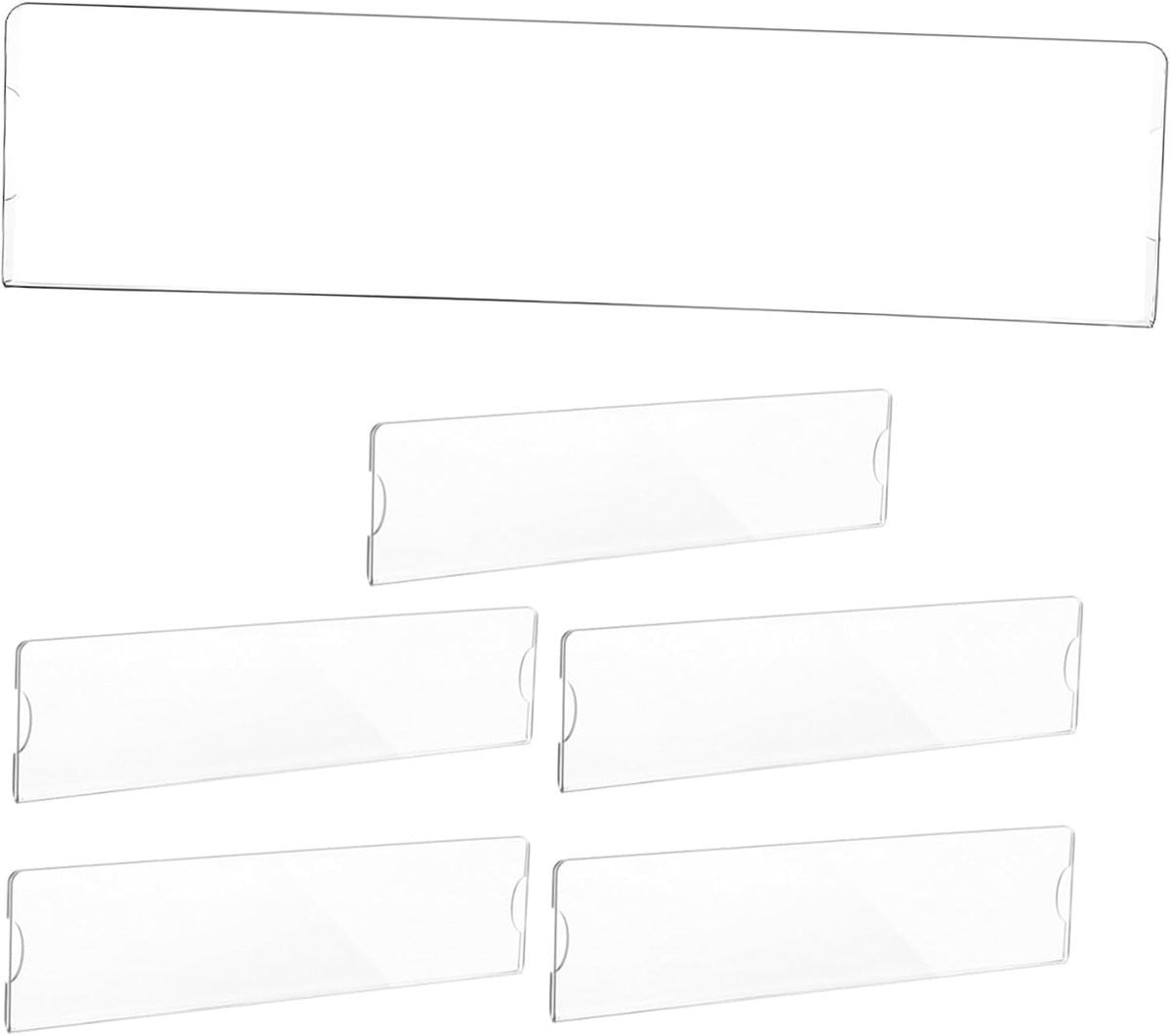 Set van 6 transparante naambordhouders van acryl voor kantoororganisatie