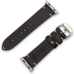 JT Berlin Watchband Alex II Vintage (18 mm, 20 mm, Edelstahl, Leder), Uhrenarmband, Schwarz, Braun
