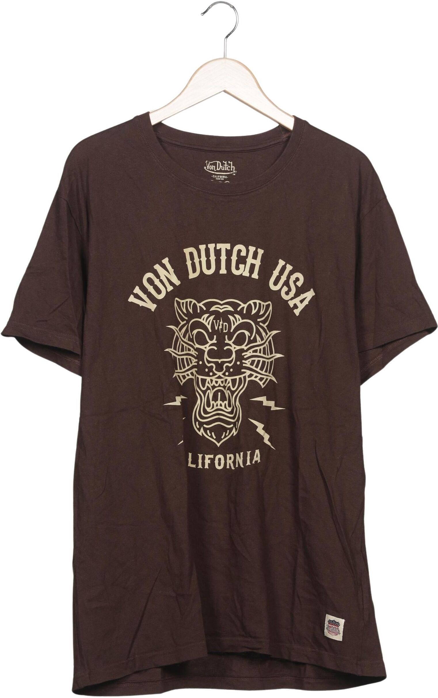 Von Dutch Herren T-Shirt, Braun, Gr. Xxl, Baumwolle - Second Hand