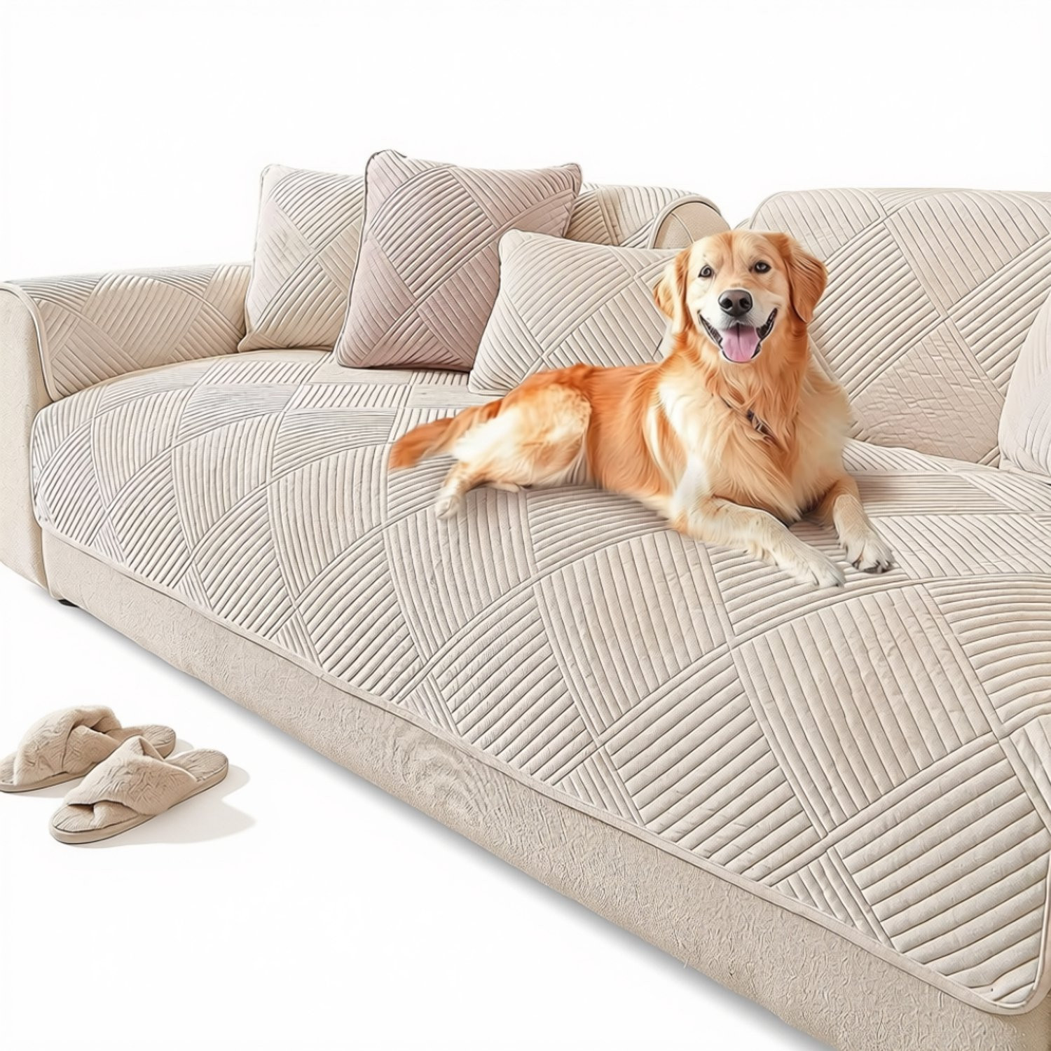VH Supplies Stretch Hoekbank Hoes - Bankbeschermer - Beige