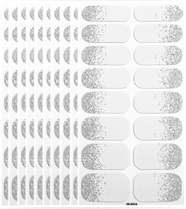 INF 10 Blatt Nagelkunst Aufkleber mit Nagelfeile - Einfarbige Glitzer Nagel Tattoos Weiß