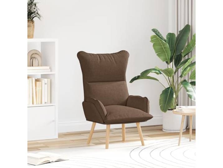 HEFZGDB Ergonomischer Relaxsessel Braun Stoff Moderner Sessel mit Holzrahmen für Wohnzimmer und Büro Bequemer Baumwollbezug Stilvolles Design