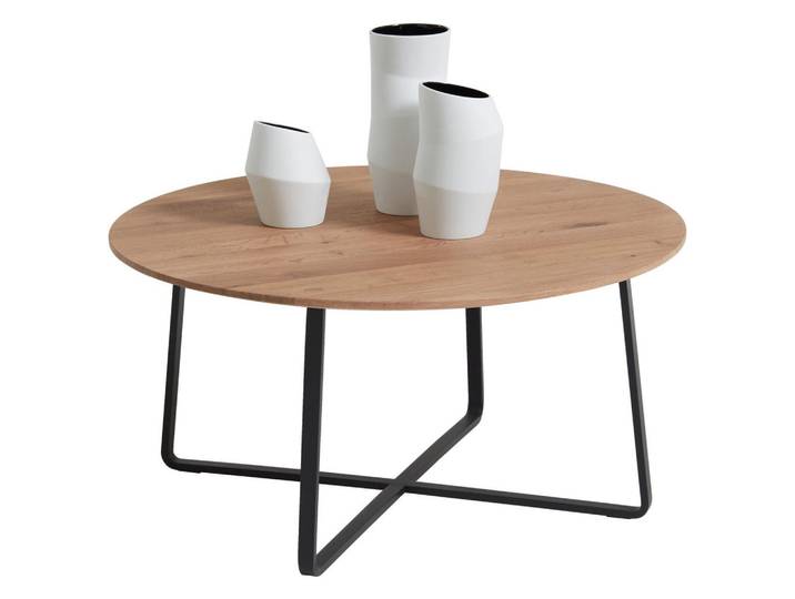 Schöner Wohnen Couchtisch, Eichefarben, Holz, Kerneiche, massiv, rund, eckig, X-Form, 70x35x70 cm, Goldenes M, Holzmöbel, Holztische, Wohnzimmertische Holz, Couchtische Holz