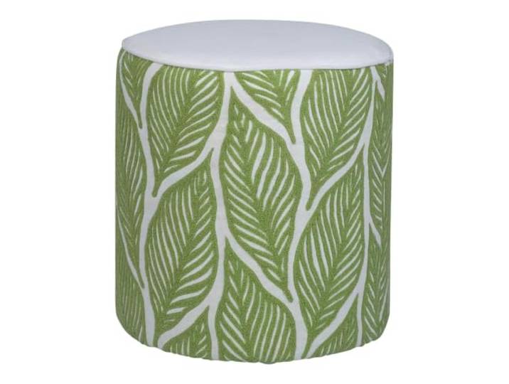INNA-Glas Baumwolle Deko Hocker Sitz Gry, Blattmuster, grün, 45cm, Ø40cm Deko Hocker aus Baumwolle - Sitzhocker