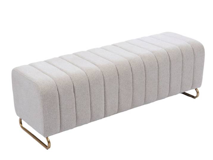 Banc de salon design en tissu matelassé avec pieds dorés