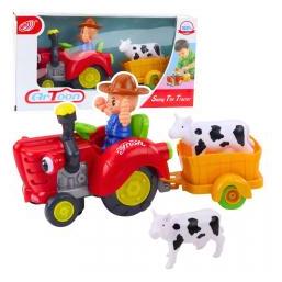 Lean Toys Interaktiver Bauerntraktor mit Anhänger, Kuhfigur, Lichtern und Geräuschen (67992603)