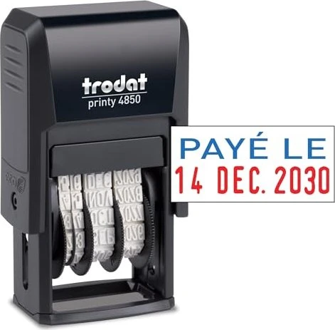 trodat Datumstempel Printy Dater 4850L "BEZAHLT", blau/rot