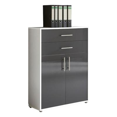 moebel-dich-auf Aktenschrank TABOR in weiß / anthrazit Hochglanz mit zusätzlichen Schubkästen, Büroschrank, (BxHxT) 84,4x113,6x33 cm