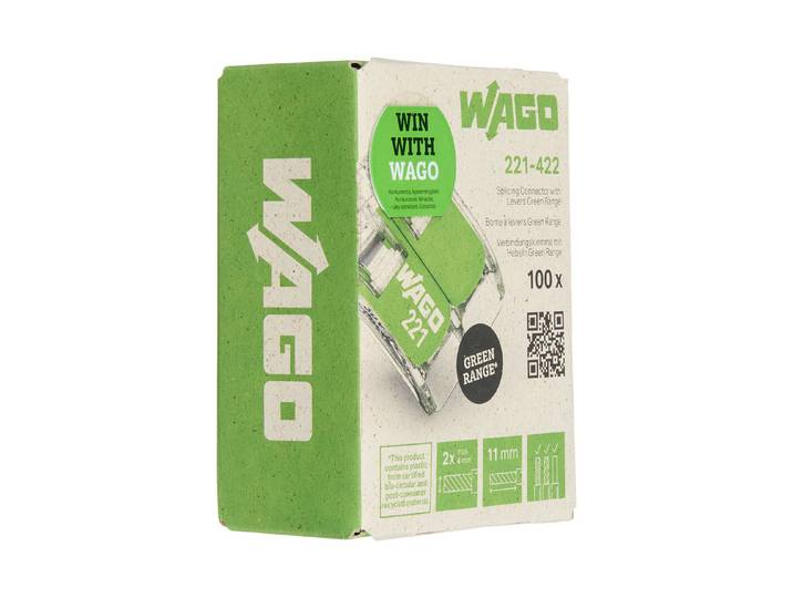 Wago Steckklemme Compact Green Range 2x 0.14-4mm Betätigungshebel 100stk