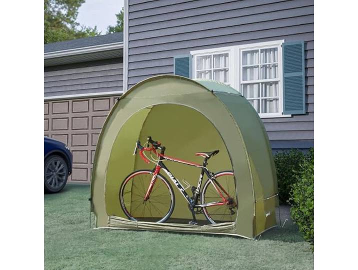 pro.tec Fahrradzelt Bergendal für 2 Fahrräder Fahrradgarage Outdoor Fahrradabdeckung wasserdicht Fahrrad Aufbewahrung Camping Gartenzelt 198 x 84 x 160 cm Grün