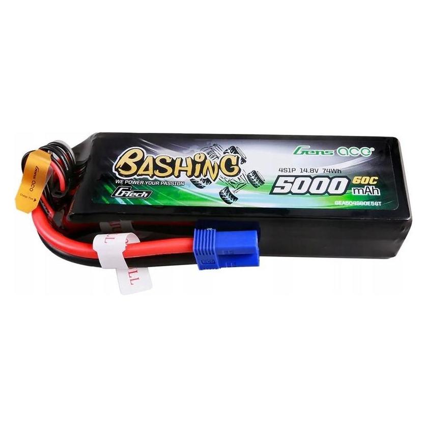 Gens Ace G-Tech 5000mAh 14.8V 4S1P 60C Lipo Battery Pack with EC5 Plug-Bashing Series (5000 mAh, 14.80 V) (GEA504S60E5GT)