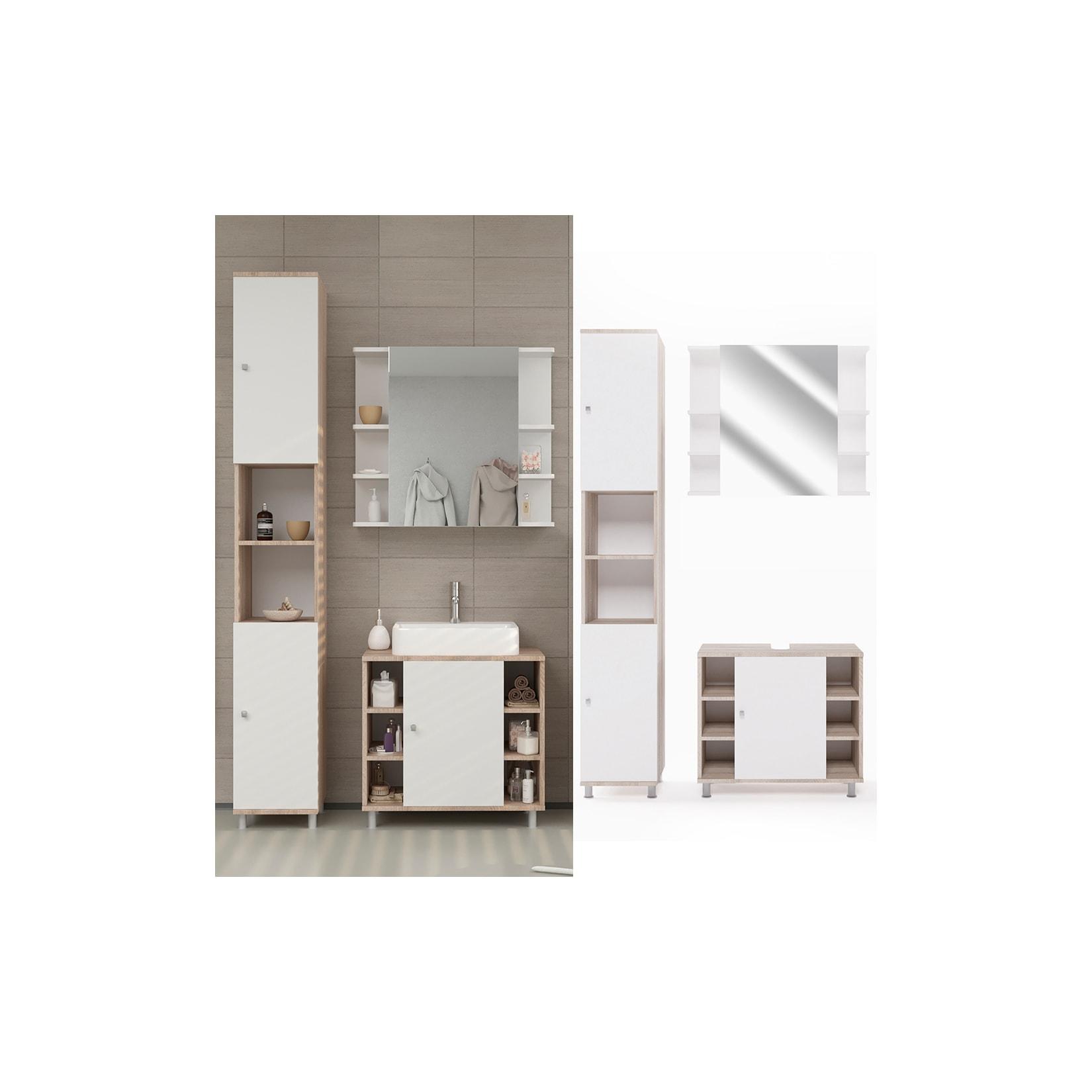 Vicco Badmöbel Set Fynn Badezimmer Spiegel Kommode Unterschrank Sonoma