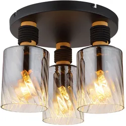 LED Deckenlampe Deckenleuchte rauchglas Esszimmerlampe 3-flammig Schwarz D 32 cm