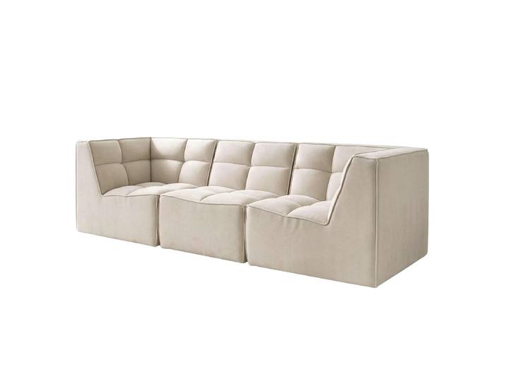 Modulares 3-Sitzer Sofa Beige Samt Blonda Glamour