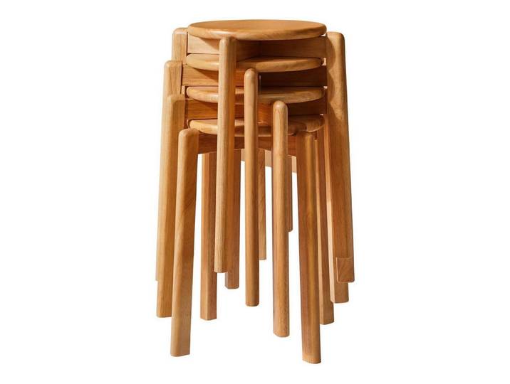 LuxusKollektion Barhocker Esszimmerstühle Barhocker Massivholz 4er-Set Natürliche Farbe