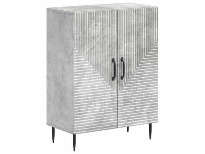 KTHLBRH Badmöbel Haarlem grau Beton 59,5 x 31 x 80 cm Holz Reversible Tür, schwarzer Metallgriff, mehrere Einlegeböden, Feuchtigkeit, modernes Design, einfache Reinigung