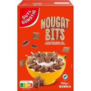 Gut&Günstig Cornflakes Nougat Bits, 750 g, mit Nougatfüllung, aus Getreide, Maismehl und Reismehl