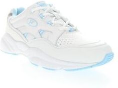 Women's Stability Walker Sneaker by Propet in White Light Blue (Size 5 XXW)