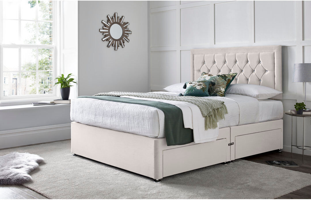 Wade Logan Fly Princess Divan Bed with 24" Headboard on Struts Silver Small Double (4')