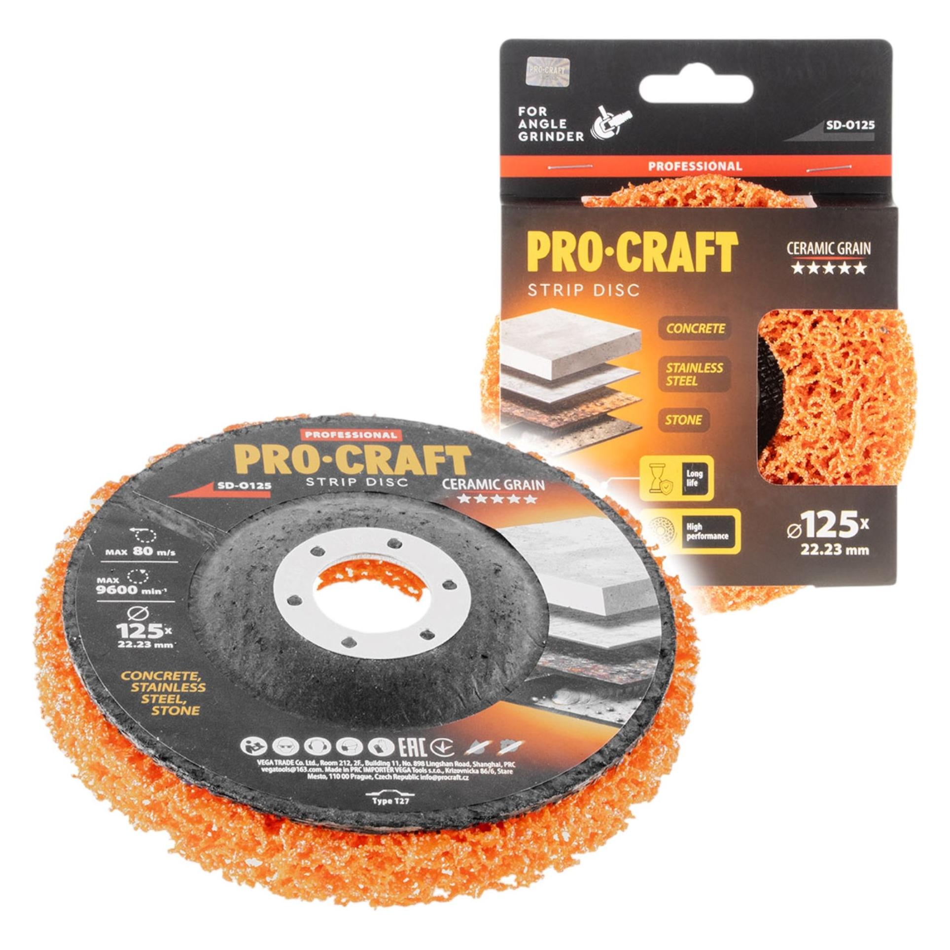 Procraft SD-O125 Schleifscheibe Ceramic Grain 125 x 22,23 mm für Winkelschleifer (SD-O125)