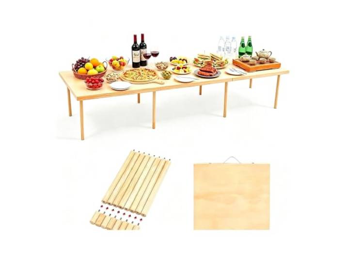 WBBML Tragbarer Faltbarer Picknicktisch Kaffeetisch Aus Holz Abnehmbare Tischbeine Klappbarer Wohnzimmertisch Im Freien, Im Garten, Am Meer(228x76x34cm/90x30x13.39in)