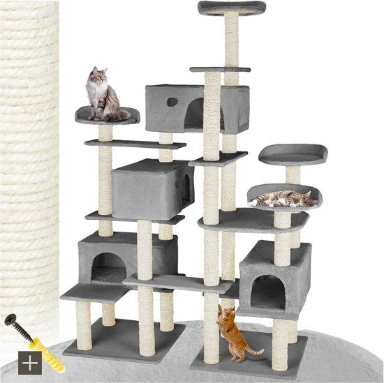 Famanu Katzenkratzbaum XXL mit 4 Katzenhäusern, Spieltürmen, Liegeflächen und Sisalstämmen